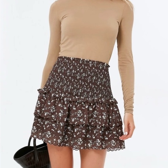 TUCKERNUCK Hyacinth House Brown Floral Steff Mini Skirt NWT XXL 2XL - Picture 1 of 9